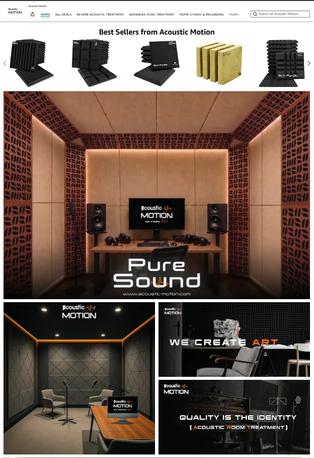 Best-selling products and acoustic room treatment presentation