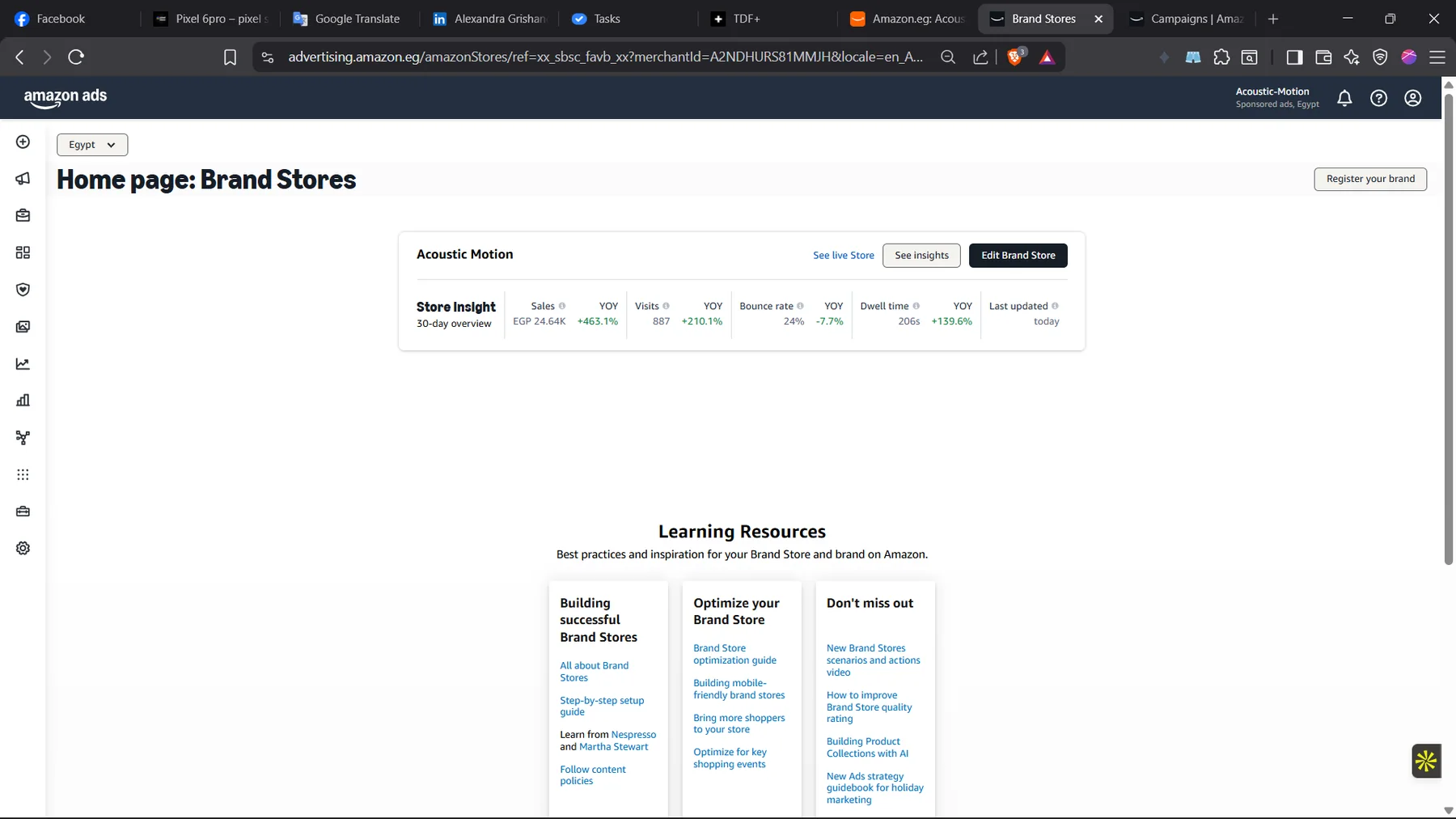 لوحة Amazon Brand Store Insights